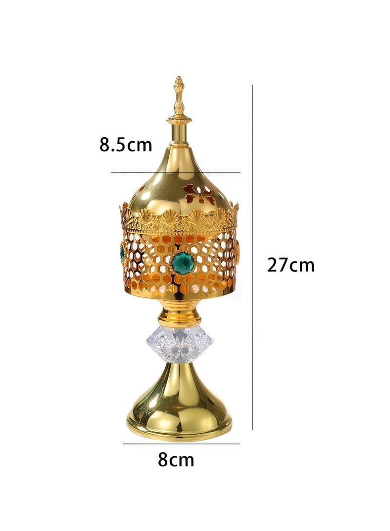 Flossie Metal Incense Burner/Bakhoor Burner/Aromatherapy Holder Gold Sapphire Electroplated Openwork Design Minimalist Form, Masterful Craftsmanship Ideal for Home Decor and as a Gift for Your Best Friend - Image 2